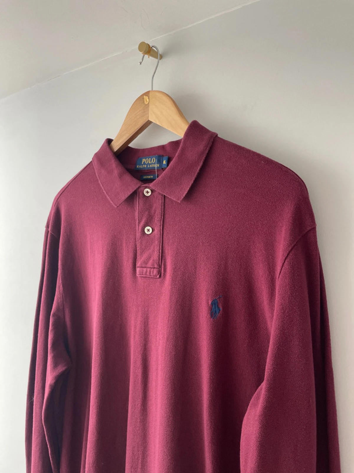 Men’s Ralph Lauren Premium Long Sleeve Polo In Burgundy - XLarge - 2017