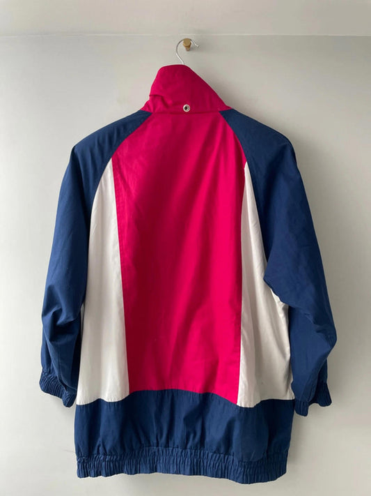 Women’s Kay’s Vintage Oversized Fit Windbreaker Anorak Jacket In Pink/Navy - Medium - 2315