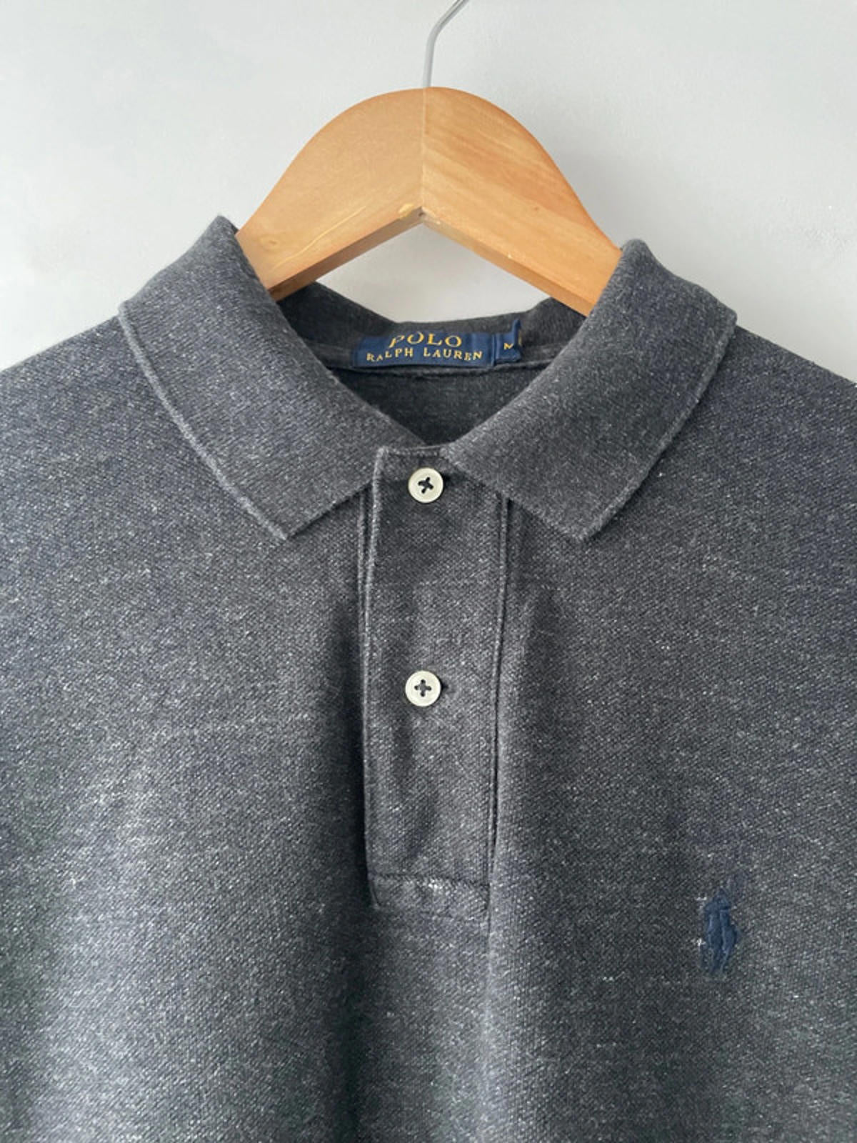 Men’s Ralph Lauren Premium Long Sleeve Polo In Grey - Medium - 2405