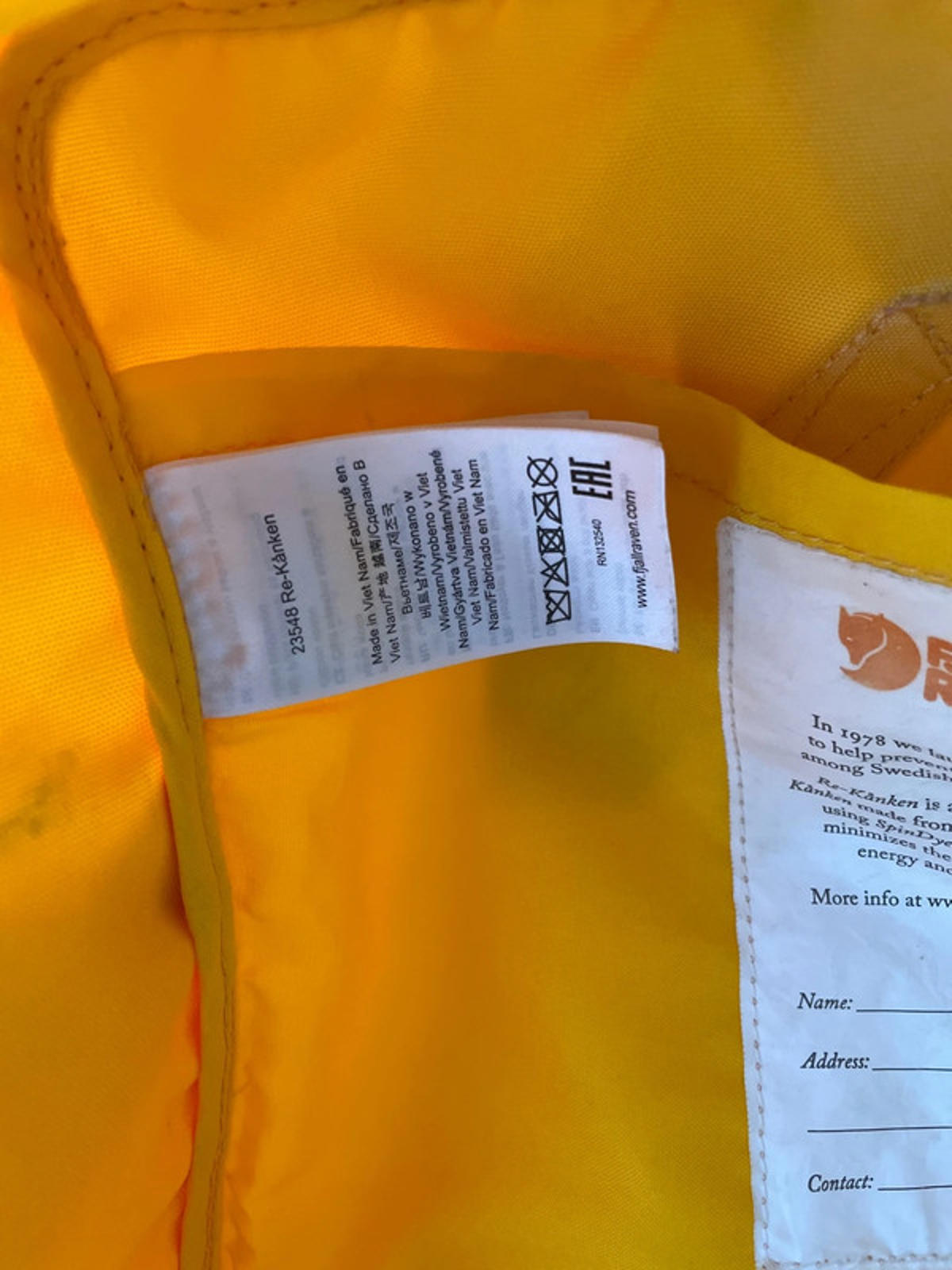 Unisex Fjallraven Kanken Rucksack Backpack In Yellow - 1941