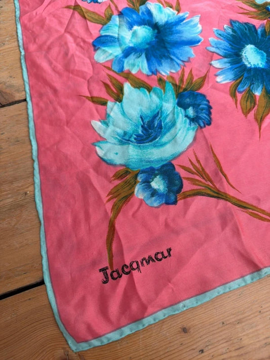 Jacqmar London Vintage Premium Silk Floral Print Headscarf Bandanna - 3339