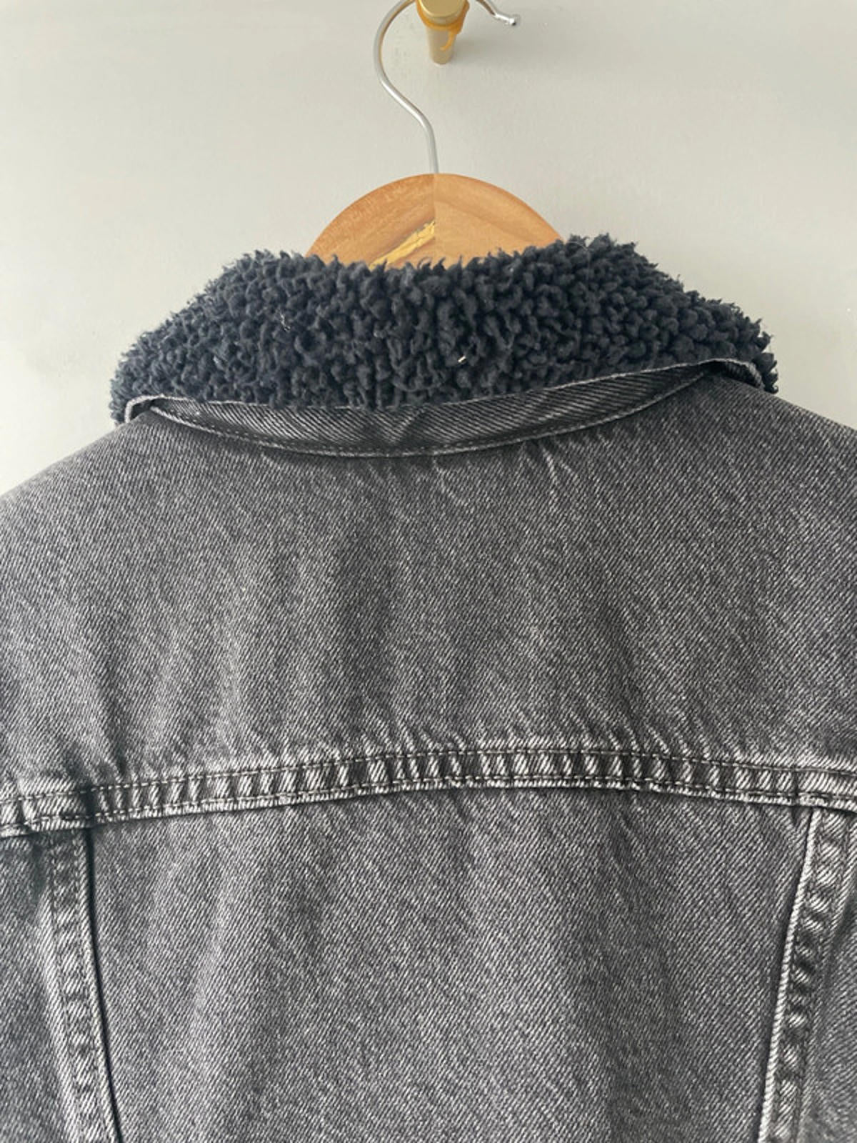 Womens Levi's Denim Trucker Jacket Coat With Borg Lining In Black - Small - 2311