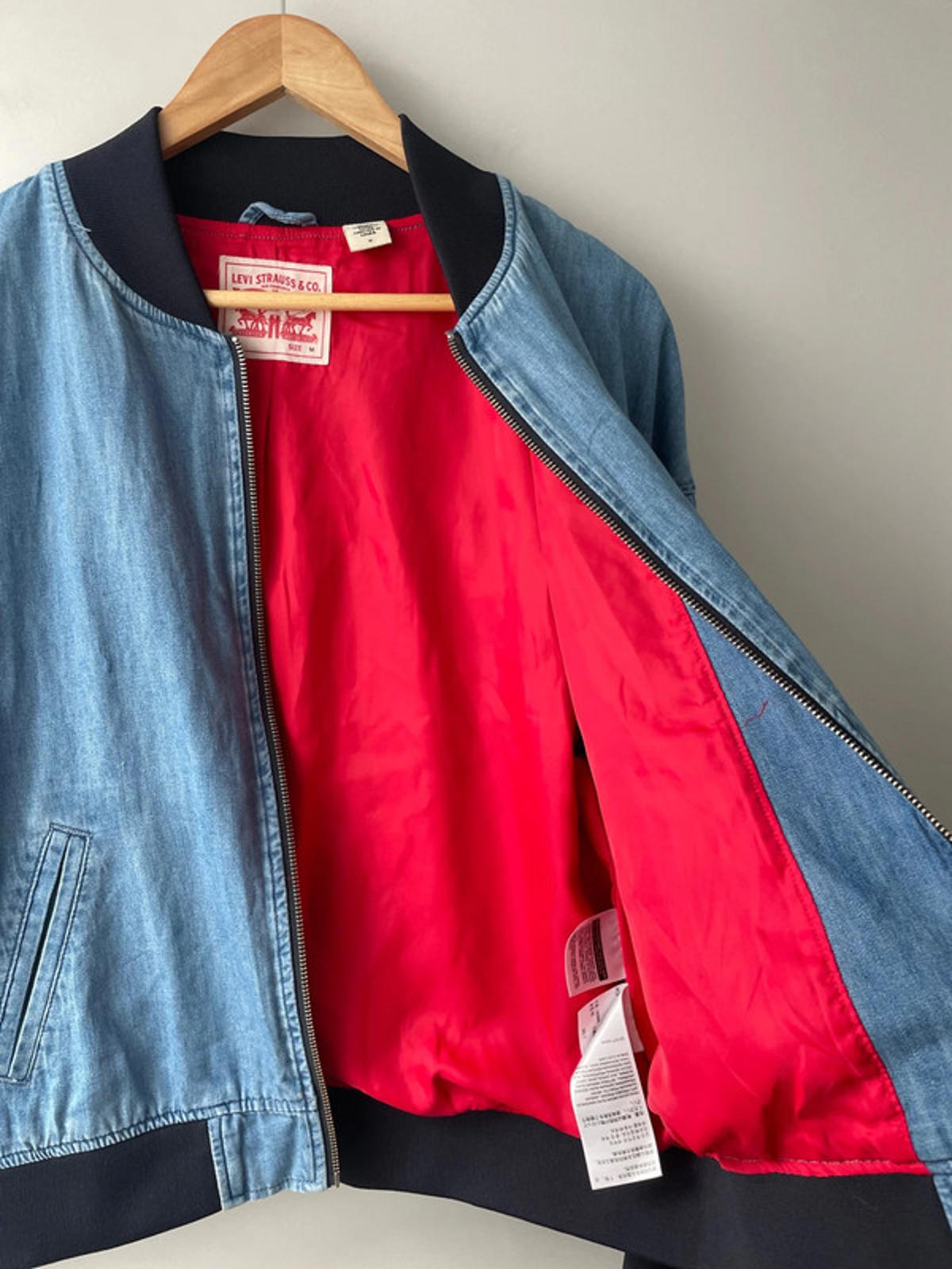Men’s Levi’s Vintage Sky Blue Denim Bomber Jacket - Medium - 2035
