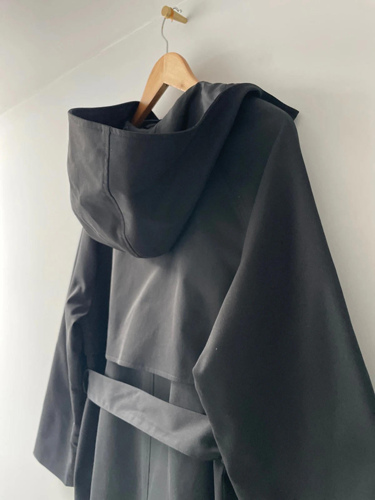 Women’s Threadbare Longline Hooded Trench Coat In Black - UK8- 2391