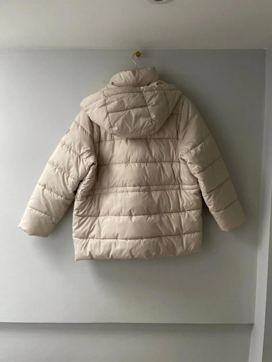 Women’s Barbour International Lisbon Padded Hooded Puffer Jacket In Cream - UK 8 - 2433