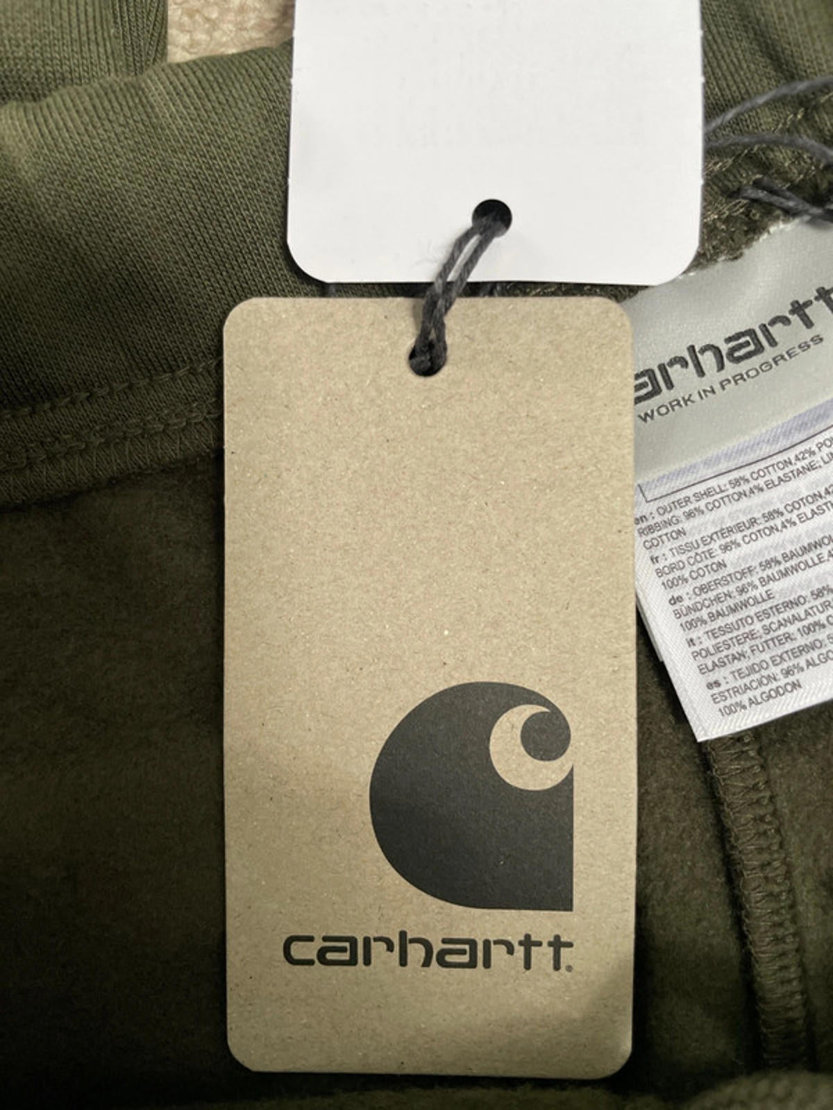 Men’s Carhartt WIP Chase Joggers with Hidden Draw String In Olive/Gold - Medium - 2411