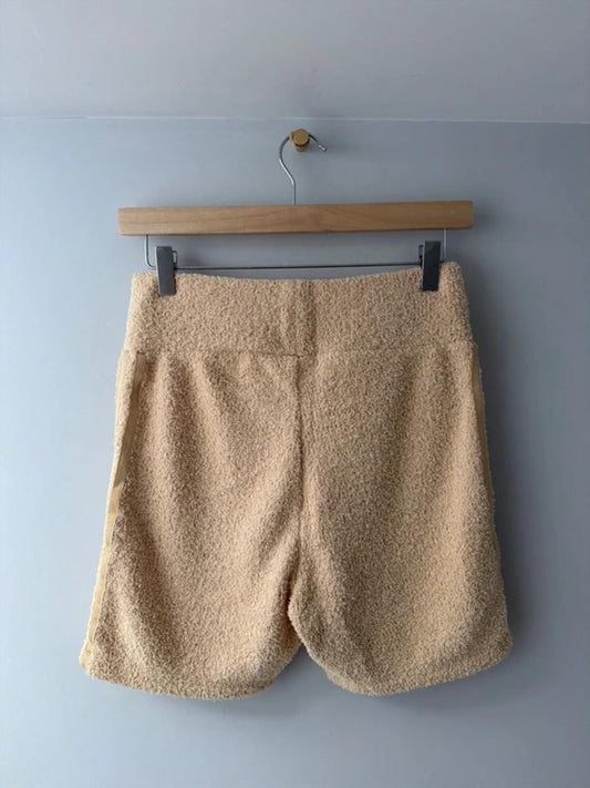Women’s Adidas Relaxed Risqué Fluffy Texture Knit Shorts In Beige - Uk10 - 3324