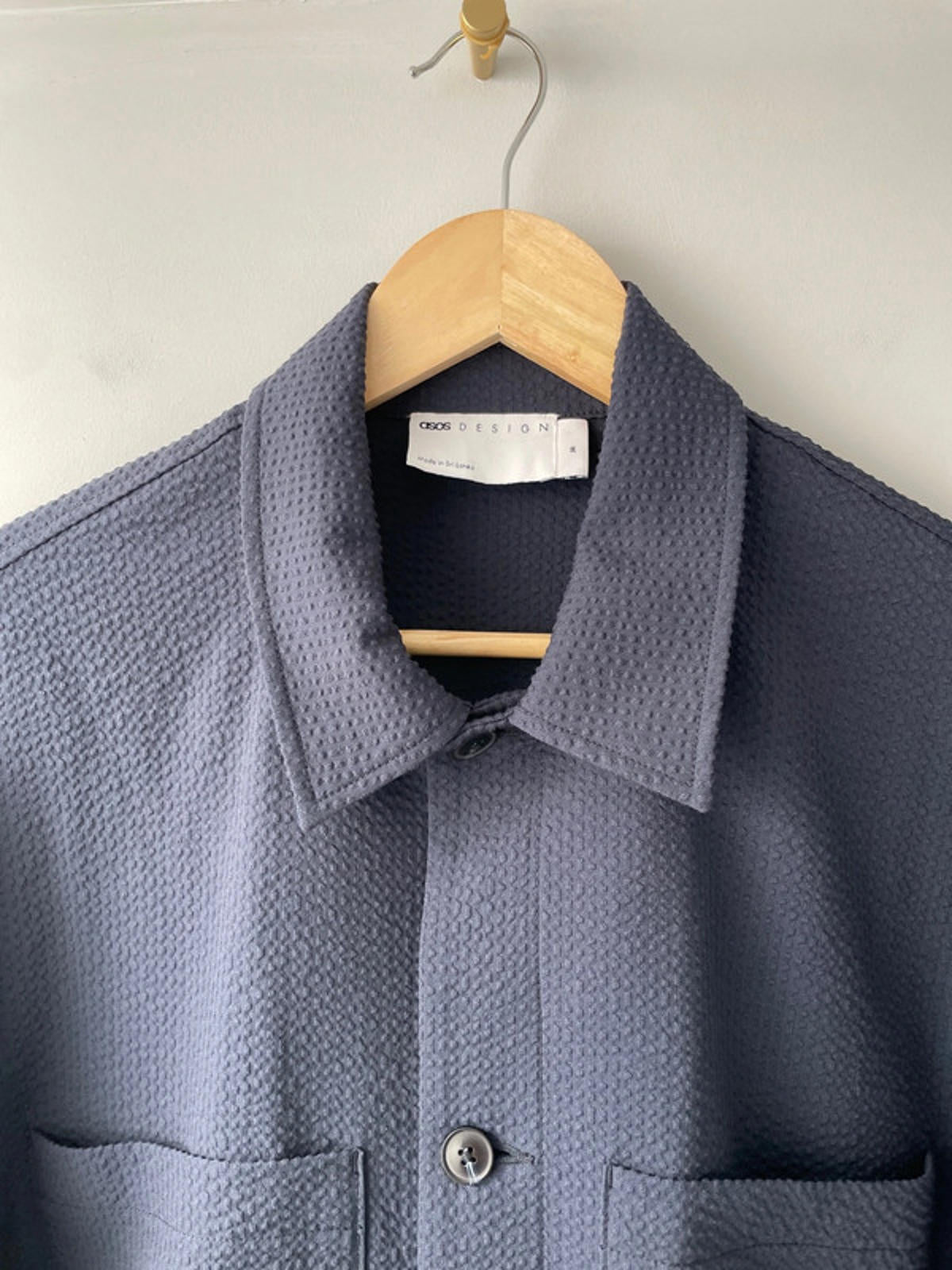 Men’s Asos Design Smart Button Through Seersucker Jacket in Navy - Medium - 1573