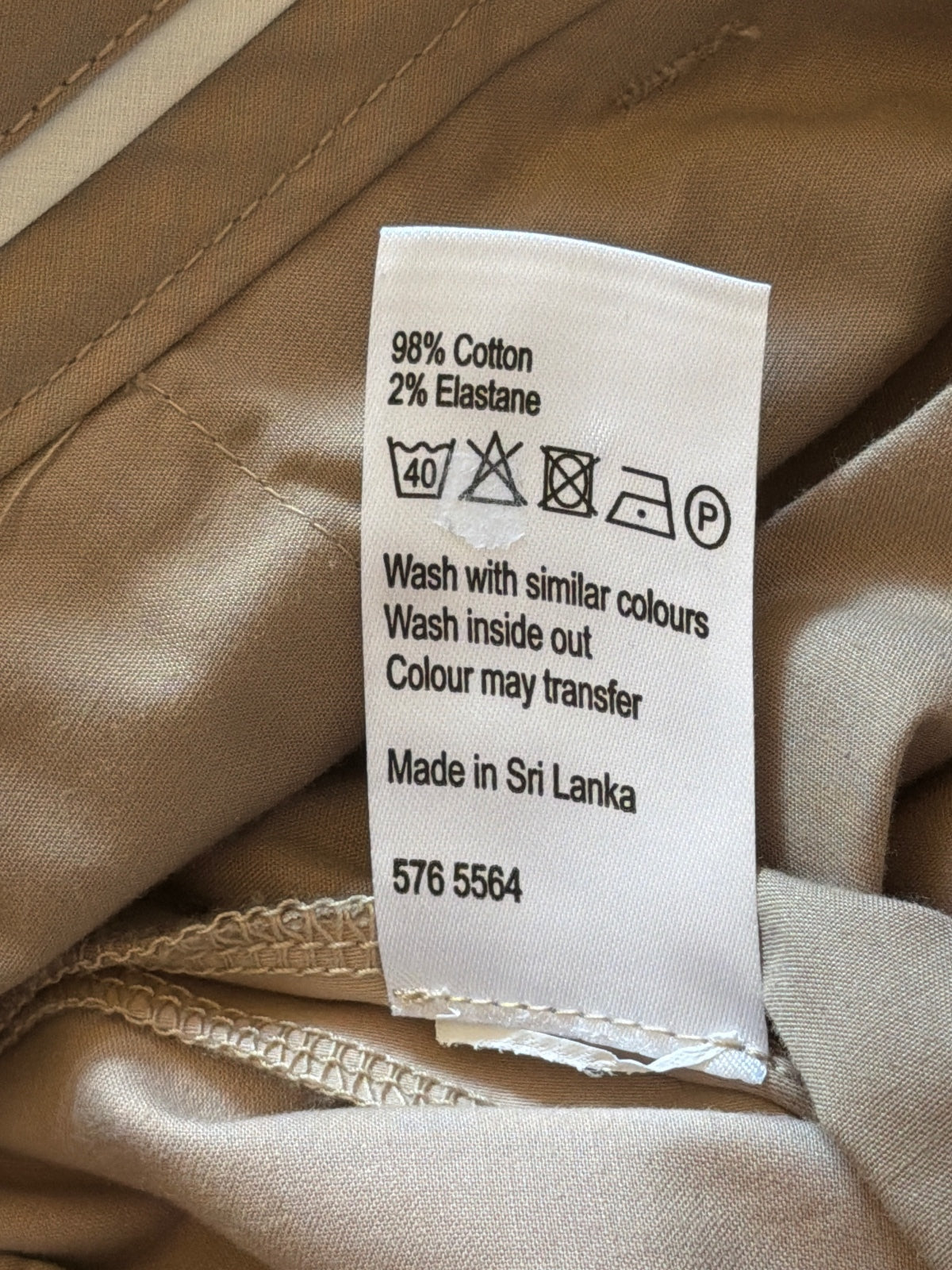 Men's Kin Stretch Fit Classic Chino Trousers In Beige - W34/L28 - 3631