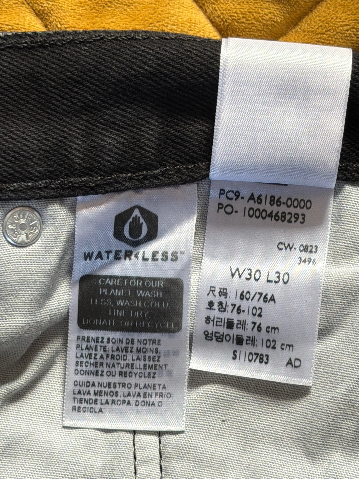 Women’s Levi's 501 Wax Coated Straight Leg Jeans In Black - W30/L30 - 3743