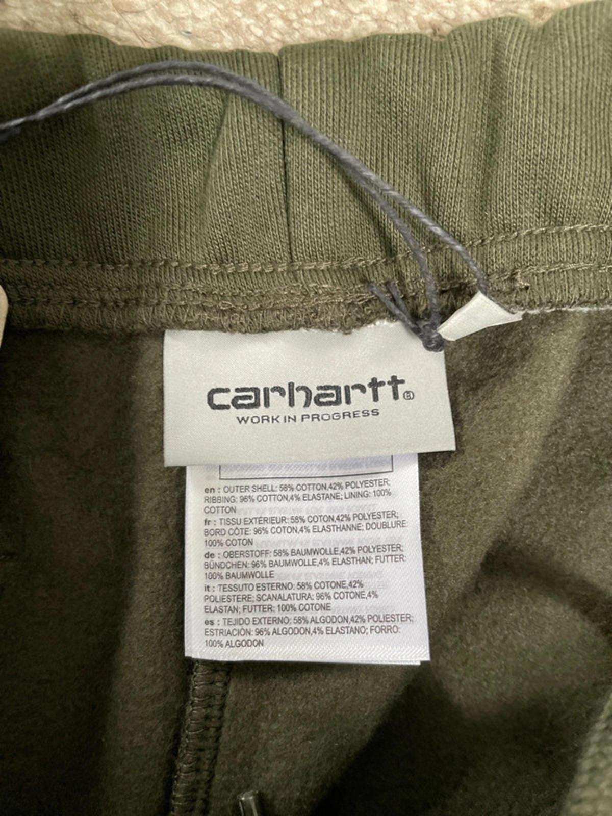 Men’s Carhartt WIP Chase Joggers with Hidden Draw String In Olive/Gold - Medium - 2411