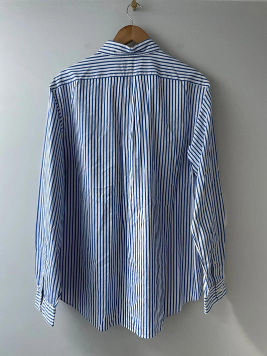 Men’s Ralph Lauren Stripped Oxford Long Sleeve Shirt In Navy/White - Xlarge - 2567