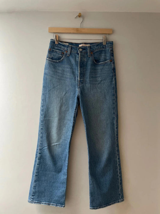 Women’s Levi’s High Waisted Ribcage Crop Boots Fit Jeans In Navy - W27/L27 -2760