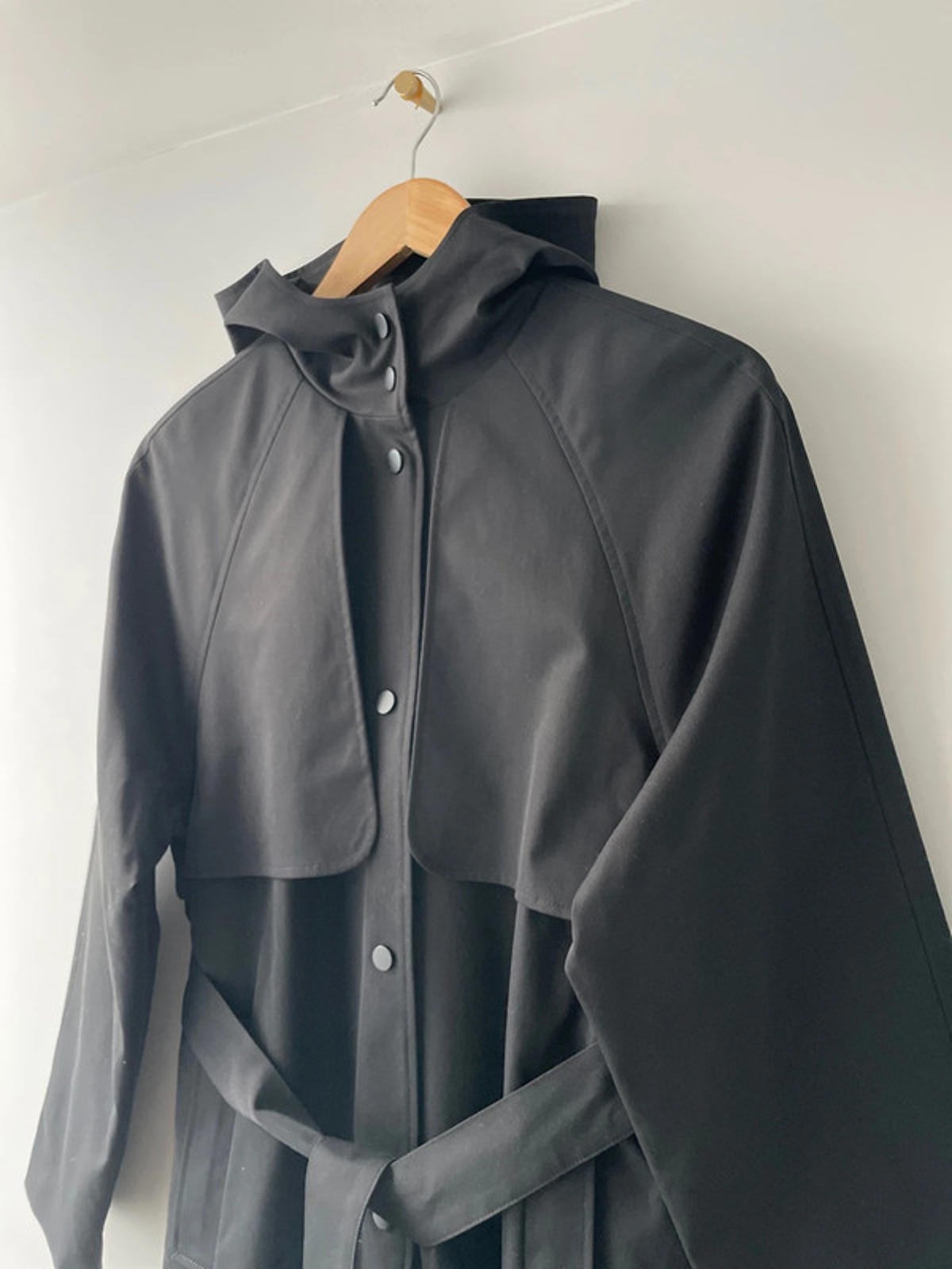 Women’s Threadbare Longline Hooded Trench Coat In Black - UK8- 2391