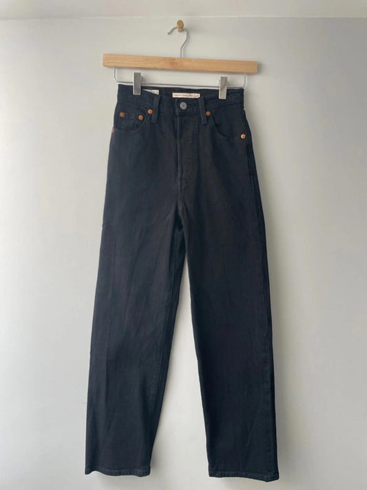 Women’s Levi’s Ribcage Straight High Waisted Fit Jeans In Black - W23/L27 -1842