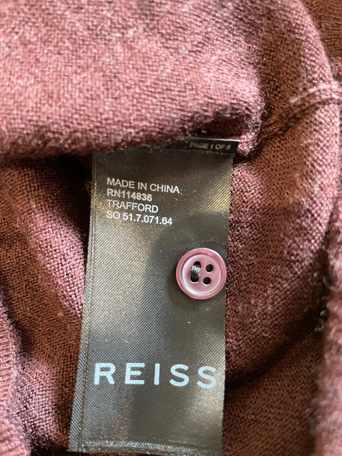 Men’s Reiss 100% Merino Wool Premium Long Sleeve Polo Top - Small - 1579
