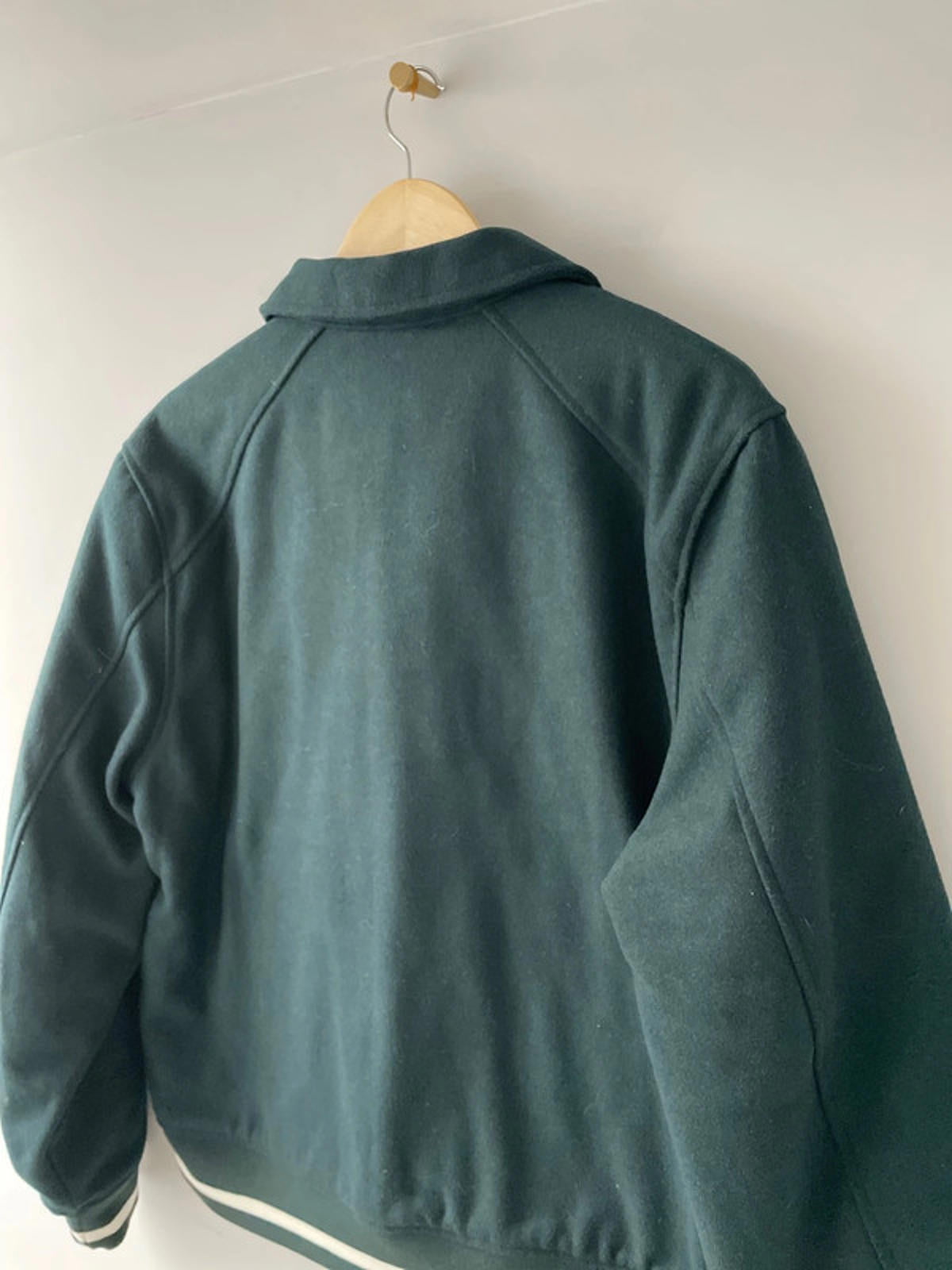 Men’s Dickies Union Springs Varsity Jacket Recycled Wool In Dark Green - Medium - 2372