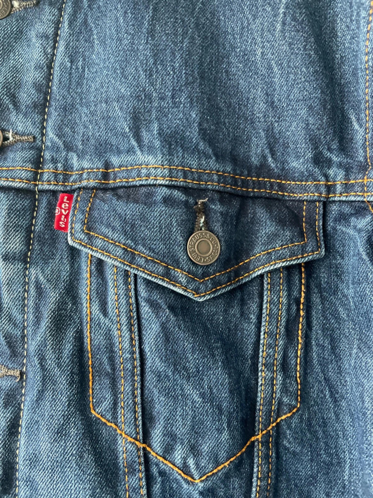 Womens Levi's Denim Trucker Jacket Coat With Borg Lining In Blue - Medium - 2312