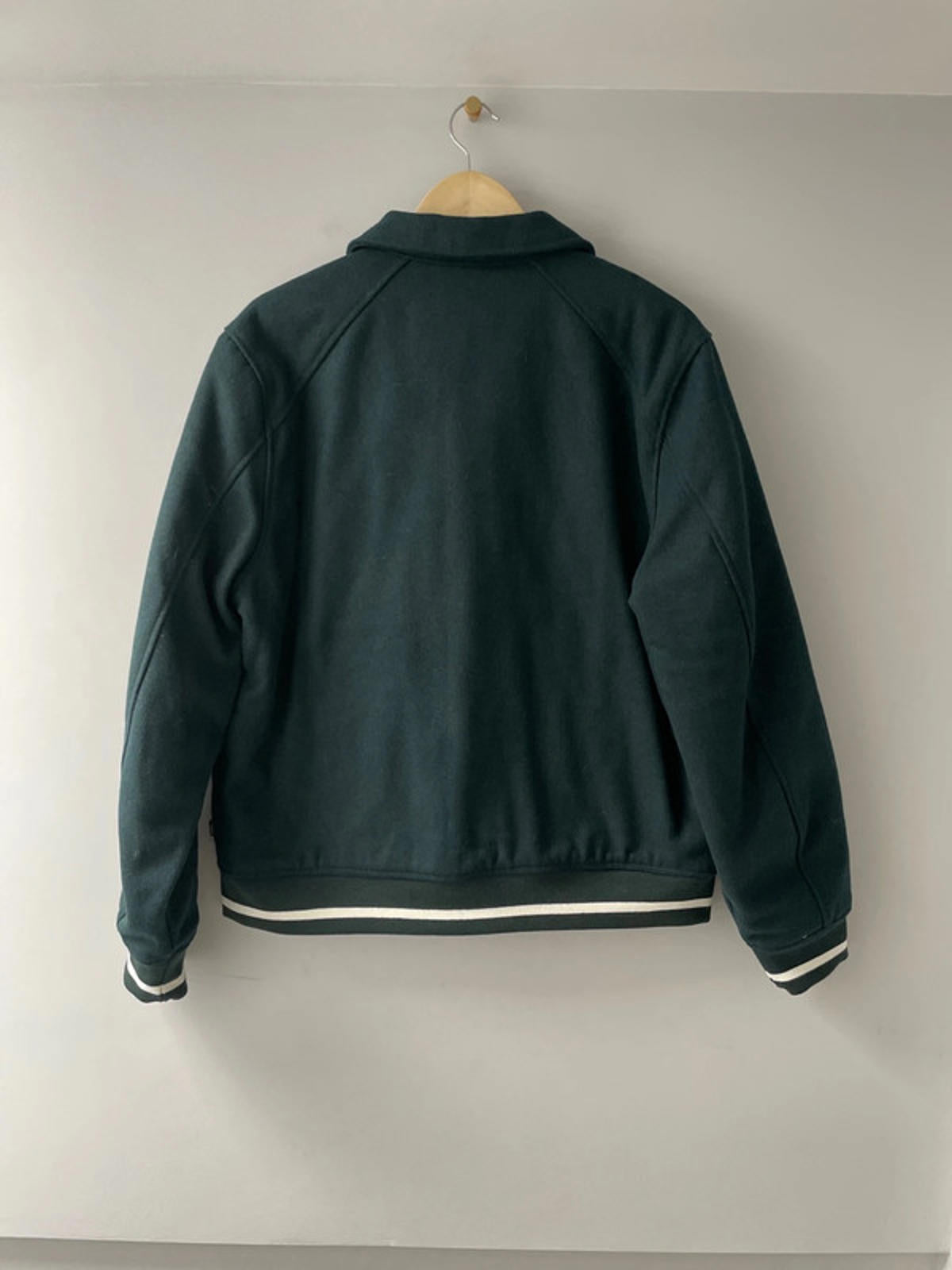 Men’s Dickies Union Springs Varsity Jacket Recycled Wool In Dark Green - Medium - 2372