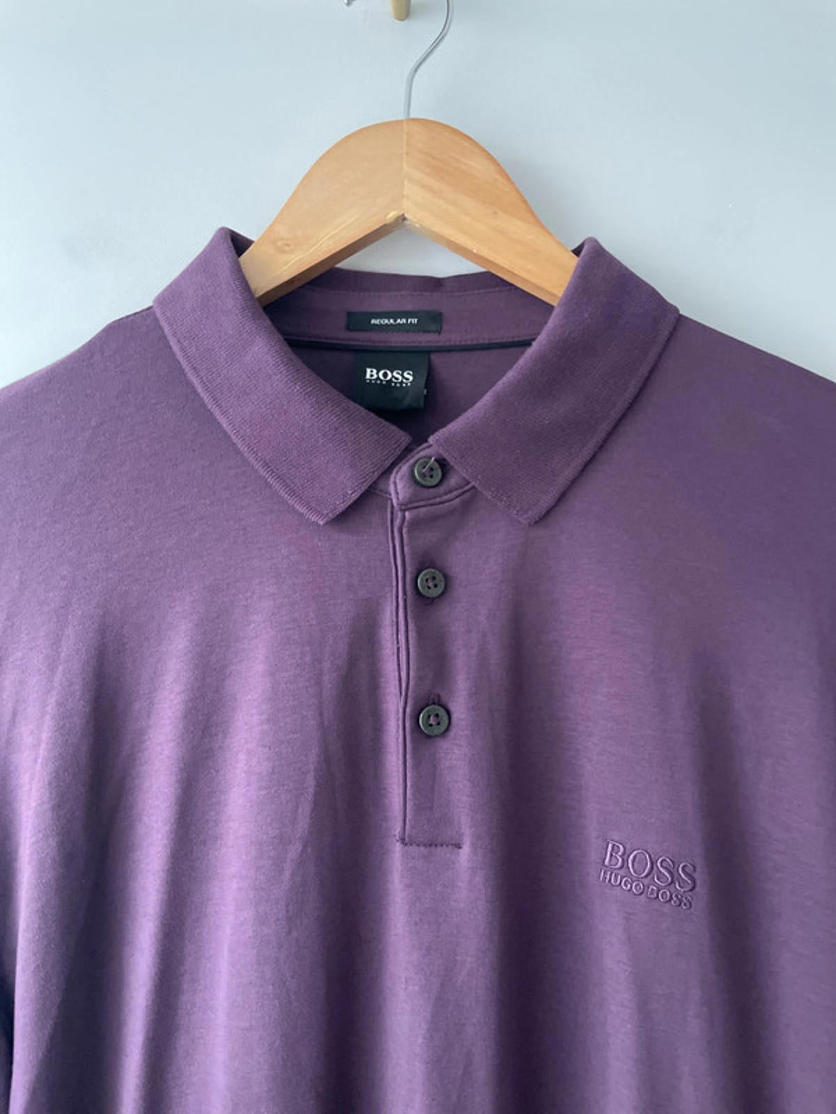 Men’s Hugo Boss Premium Pima Cotton Long Sleeve Polo Top in Purple - XLarge - 2404