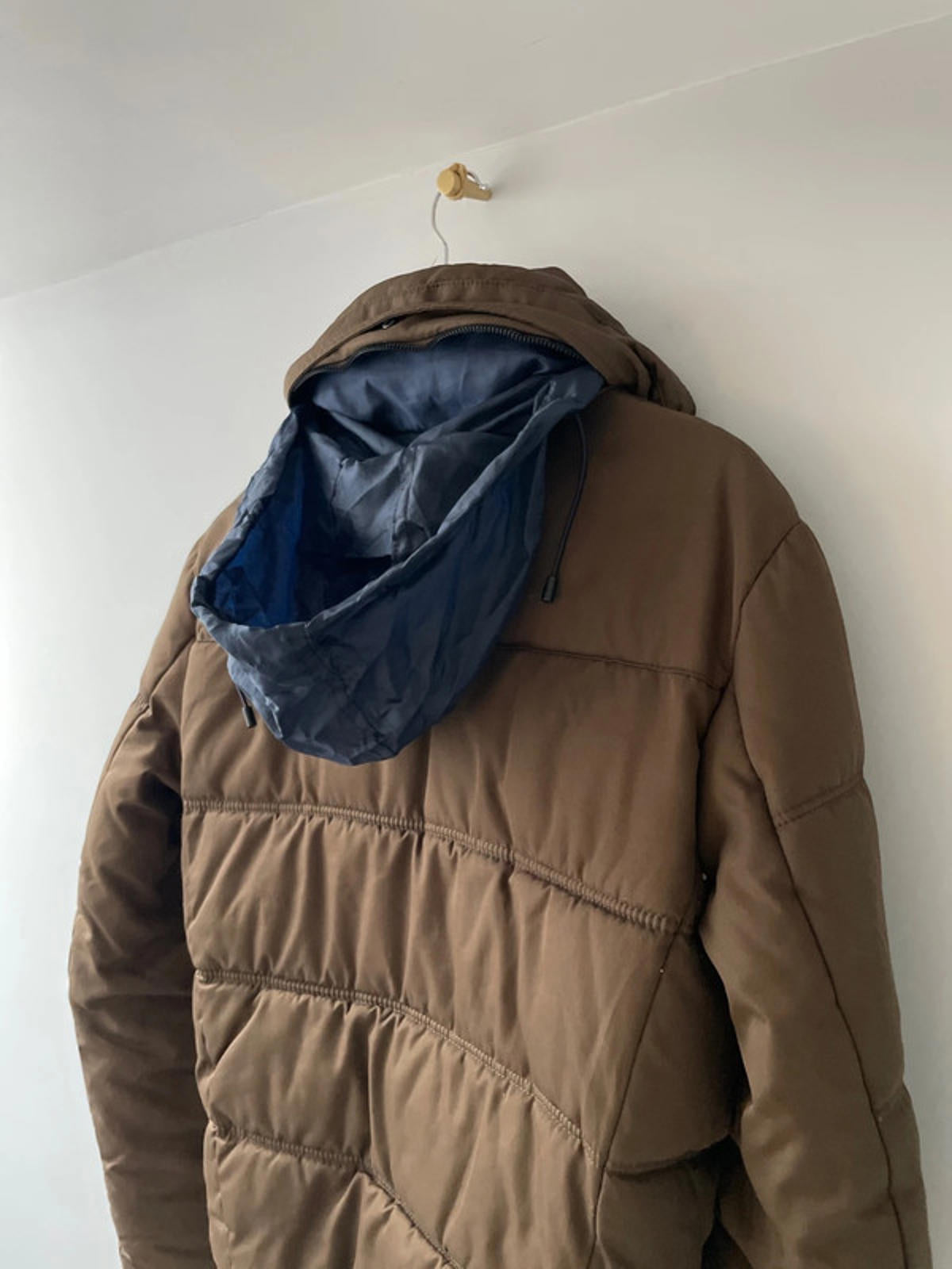 Men’s Zara Hooded Padded Puffer Jacket In Brown - Small - 2495