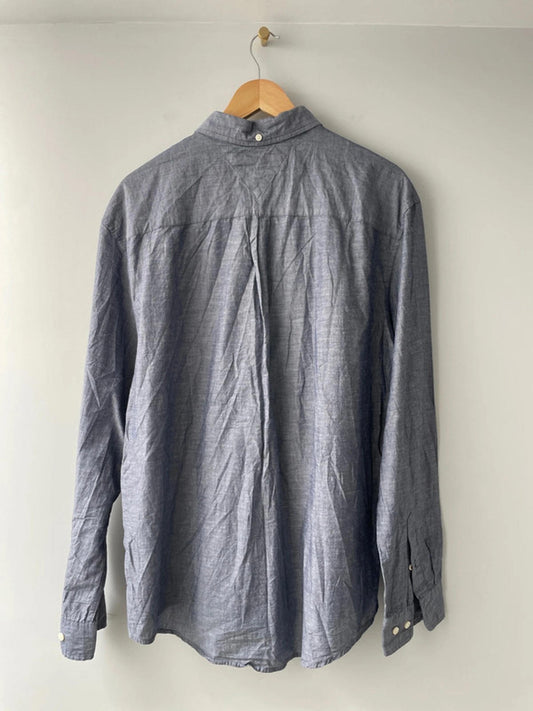 Men’s Tommy Hilfiger Premium Linen Long Sleeve Shirt In Blue - XLarge - 1551