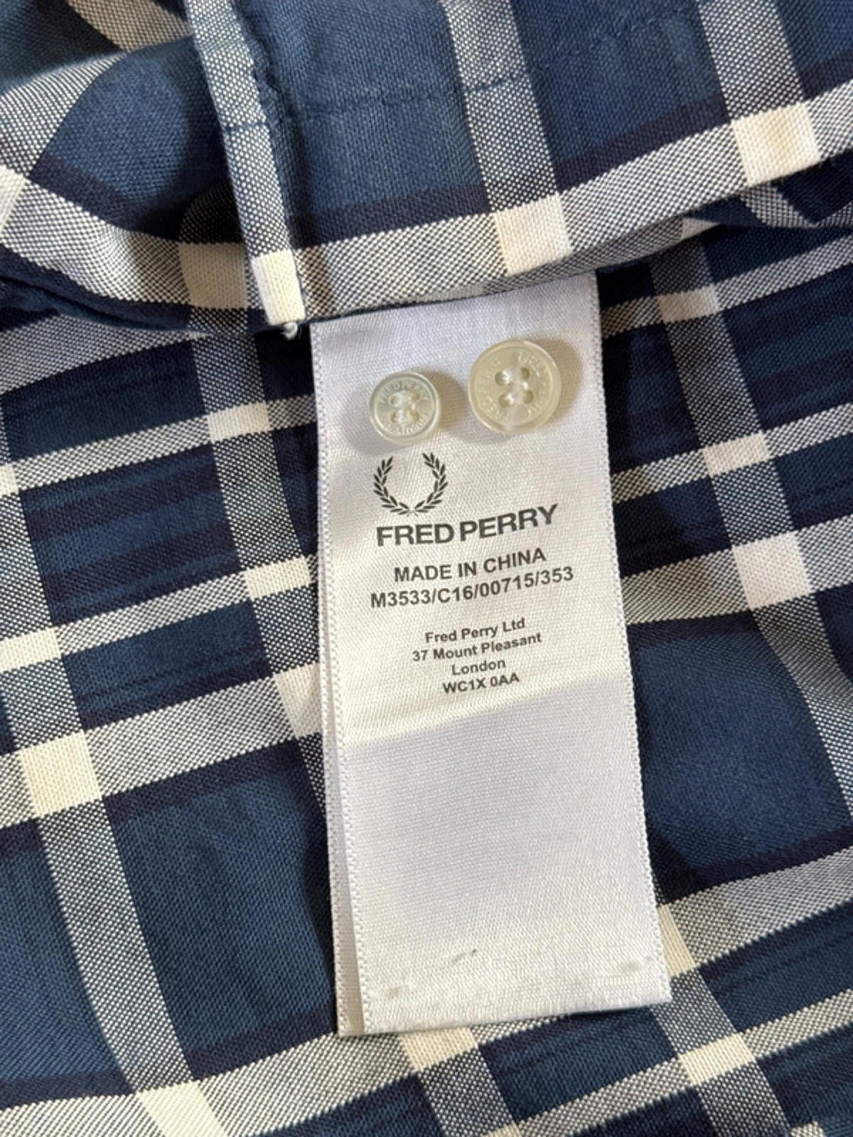 Men’s Fred Perry Check Oxford Shirt With Chest Pocket - Small - 0884