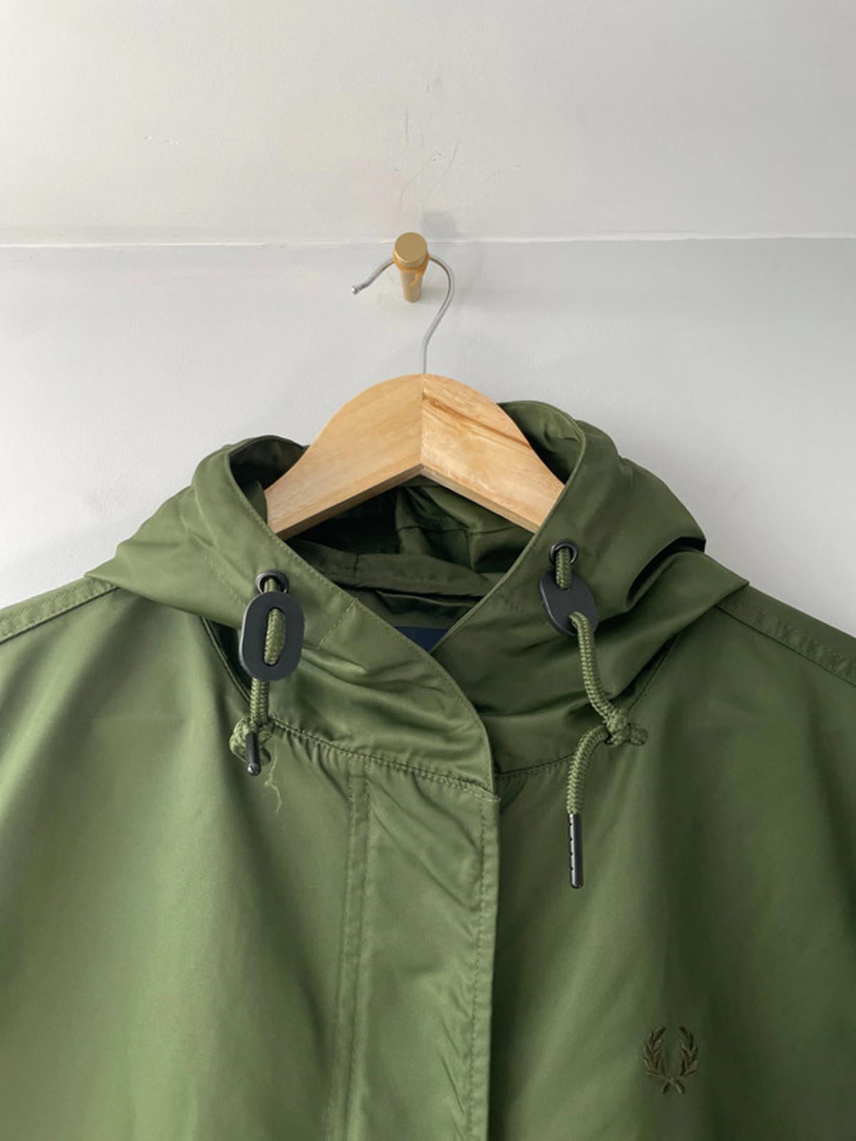 Women’s Fred Perry Hooded Parka Jacket Coat In Khaki - UK10 -2070