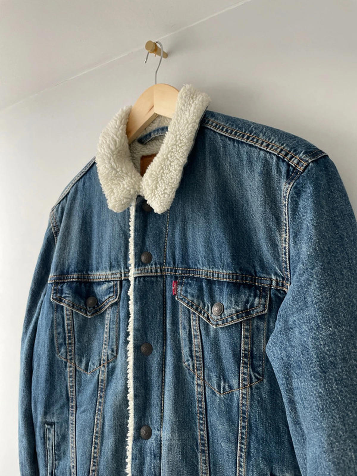 Men's Levi's Denim Trucker Jacket Coat With Borg Lining In Blue - Medium - 2330