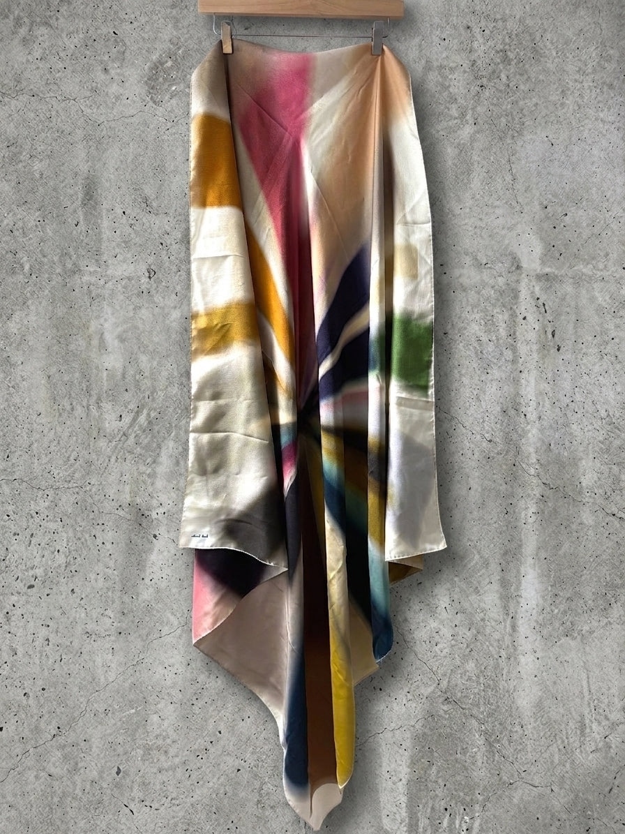 Unisex Paul Smith Large Silk Printed Multicolor Abstract Pattern Scarf - 3850