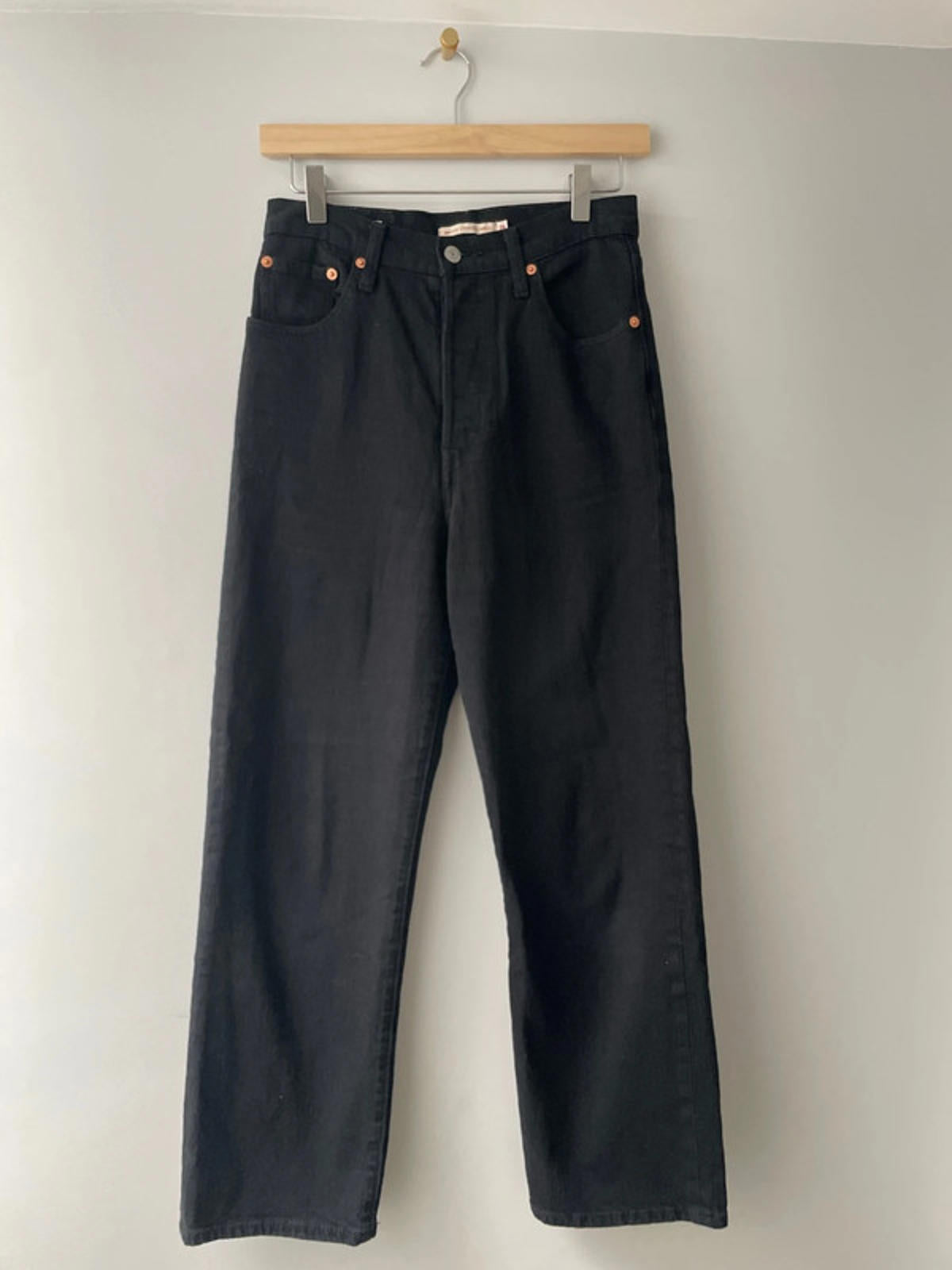 Women’s Levi’s High Waisted Ribcage Straight Fit Jeans In Black - W26/L27 - 2347
