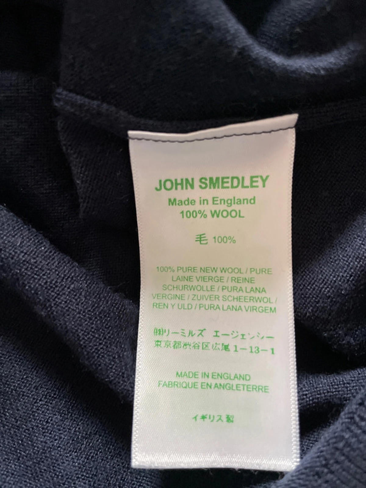 Men’s John Smedley 100% Wool Crew Neck Jumper In Navy Blue - Medium - 2304