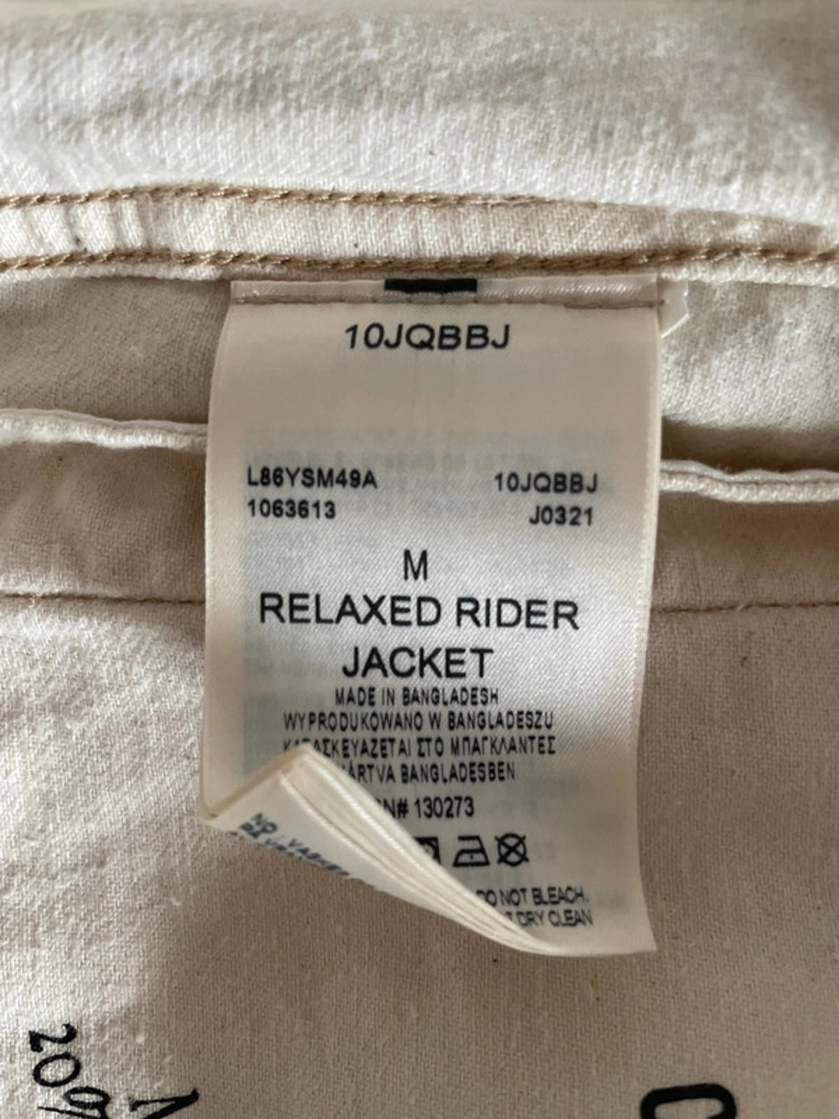 Men’s Lee Relaxed Rider Denim Jacket In Ecru - Medium - 2377