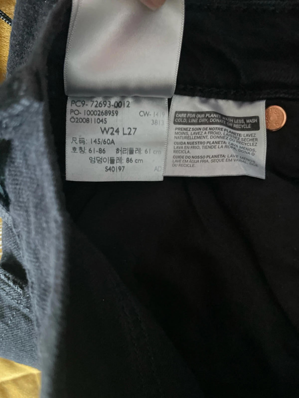 Women’s Levi’s High Waisted Ribcage Straight Fit Jeans In Black - W24/L27 - 2354