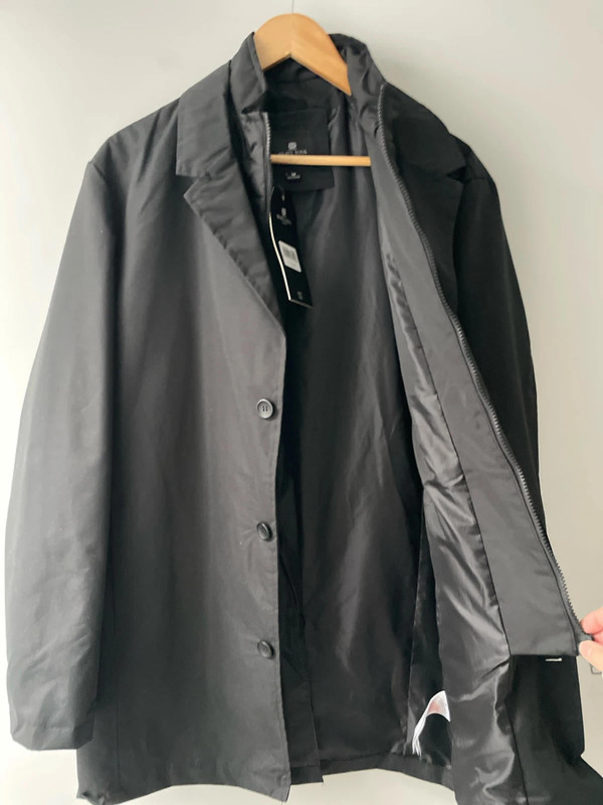 Men’s Brave Soul Trench Jacket Coat In Black - Medium - 2392