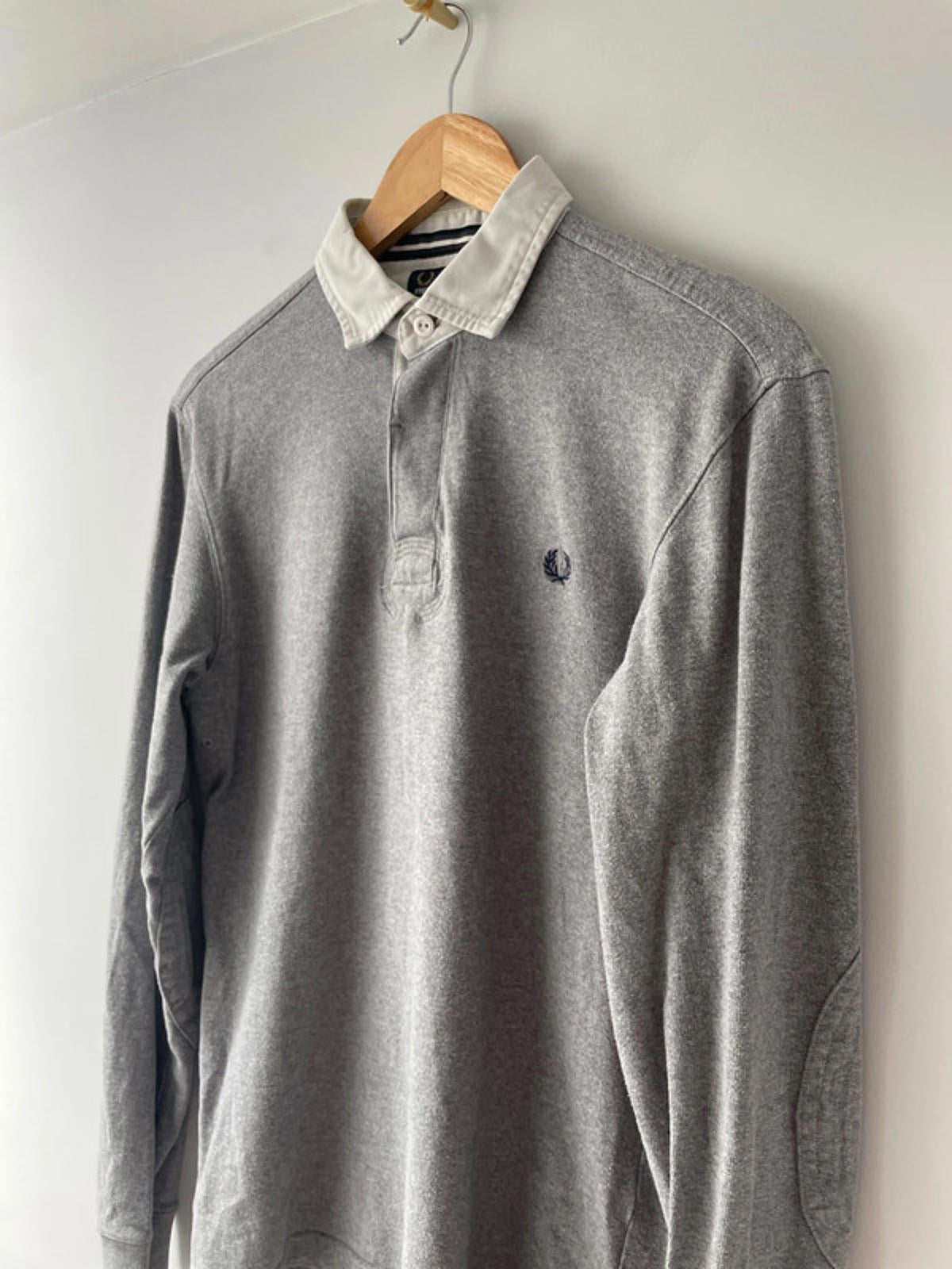 Men’s Fred Perry Long Sleeve Rugby Polo Top In Grey - Small - 2003