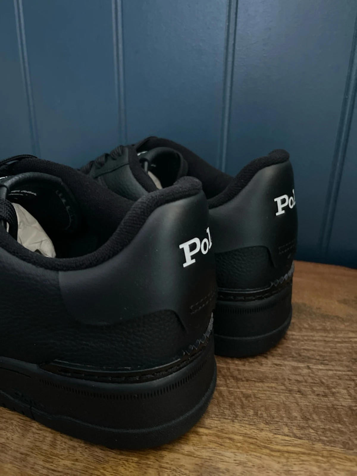 Men’s Ralph Lauren Masters Court Leather Trainer In Black - UK 8 - 2302