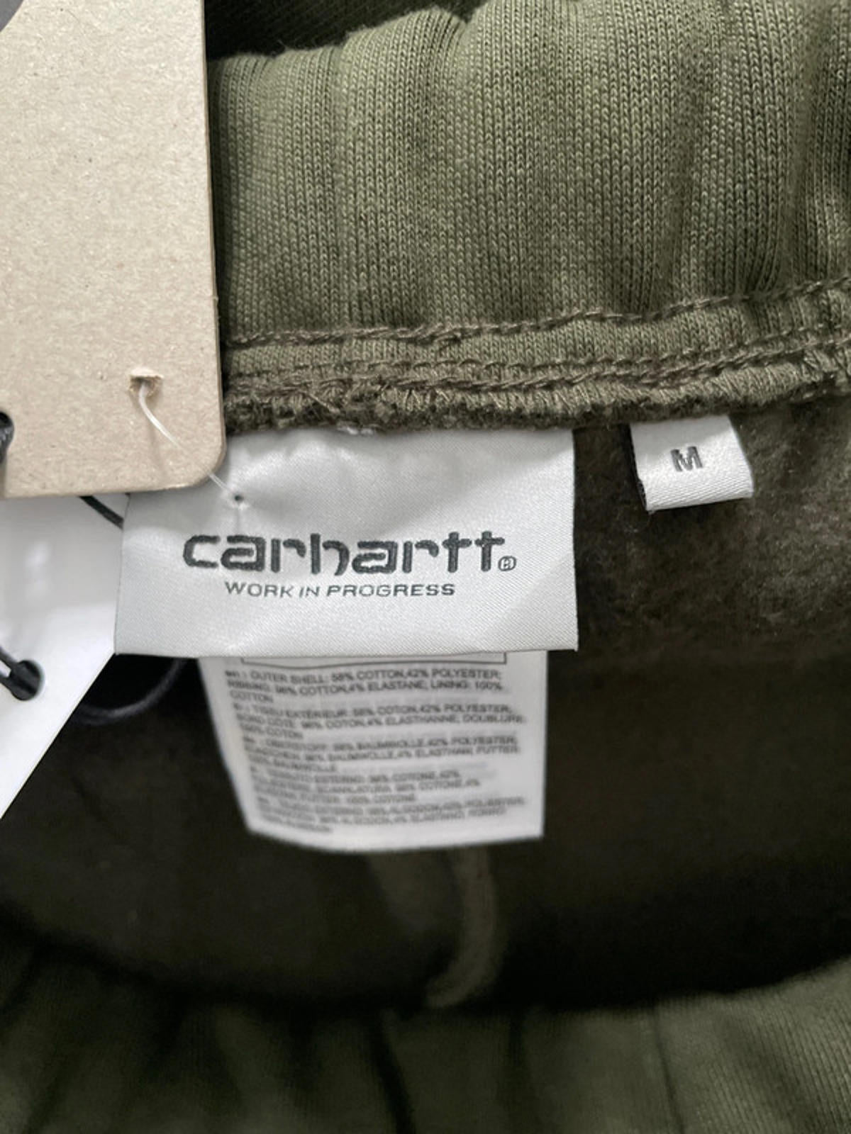 Men’s Carhartt WIP Chase Joggers with Hidden Draw String In Olive/Gold - Medium - 2414