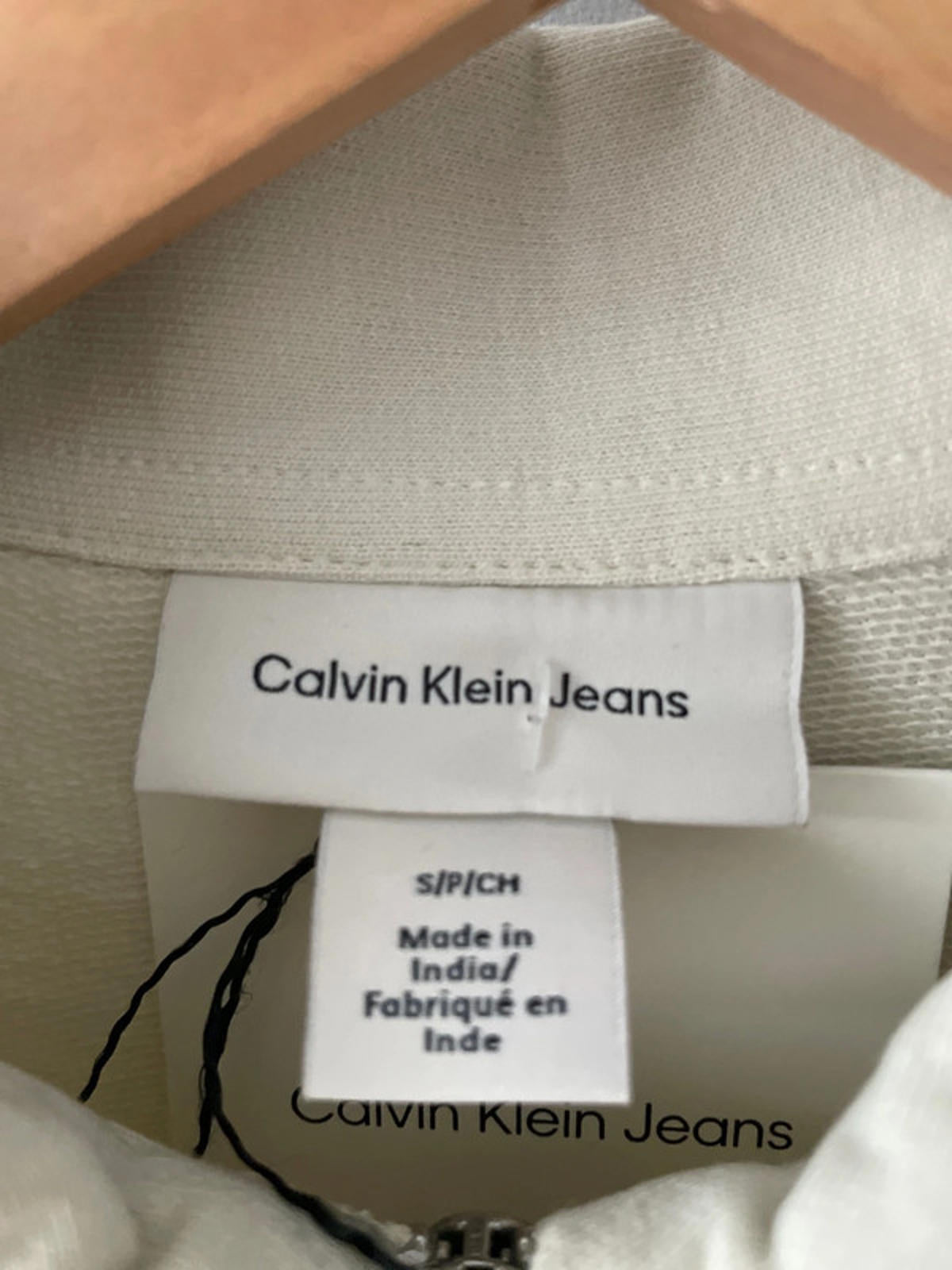 Mens Calvin Klein 1/4 Zip Rugby Polo Sweatshirt In Cream - Small- 2326