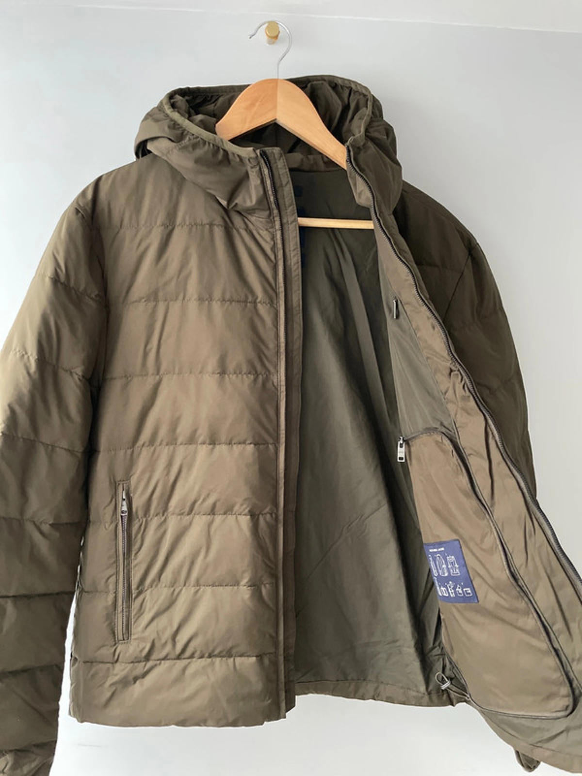 Mens Mango Gorry Hooded Padded Puffer Jacket In Khaki - Medium - 2373