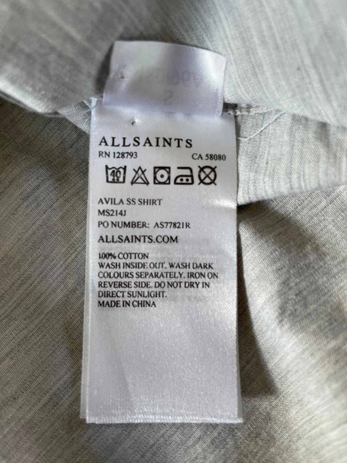 Men’s Allsaints Grey Marl Short Sleeve Shirt - Small - 1487