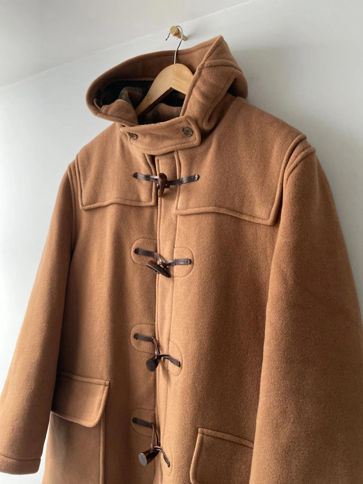 Women’s Gloverall Made In England Wool Hooded Duffle Coat In Brown - UK16 - 2390