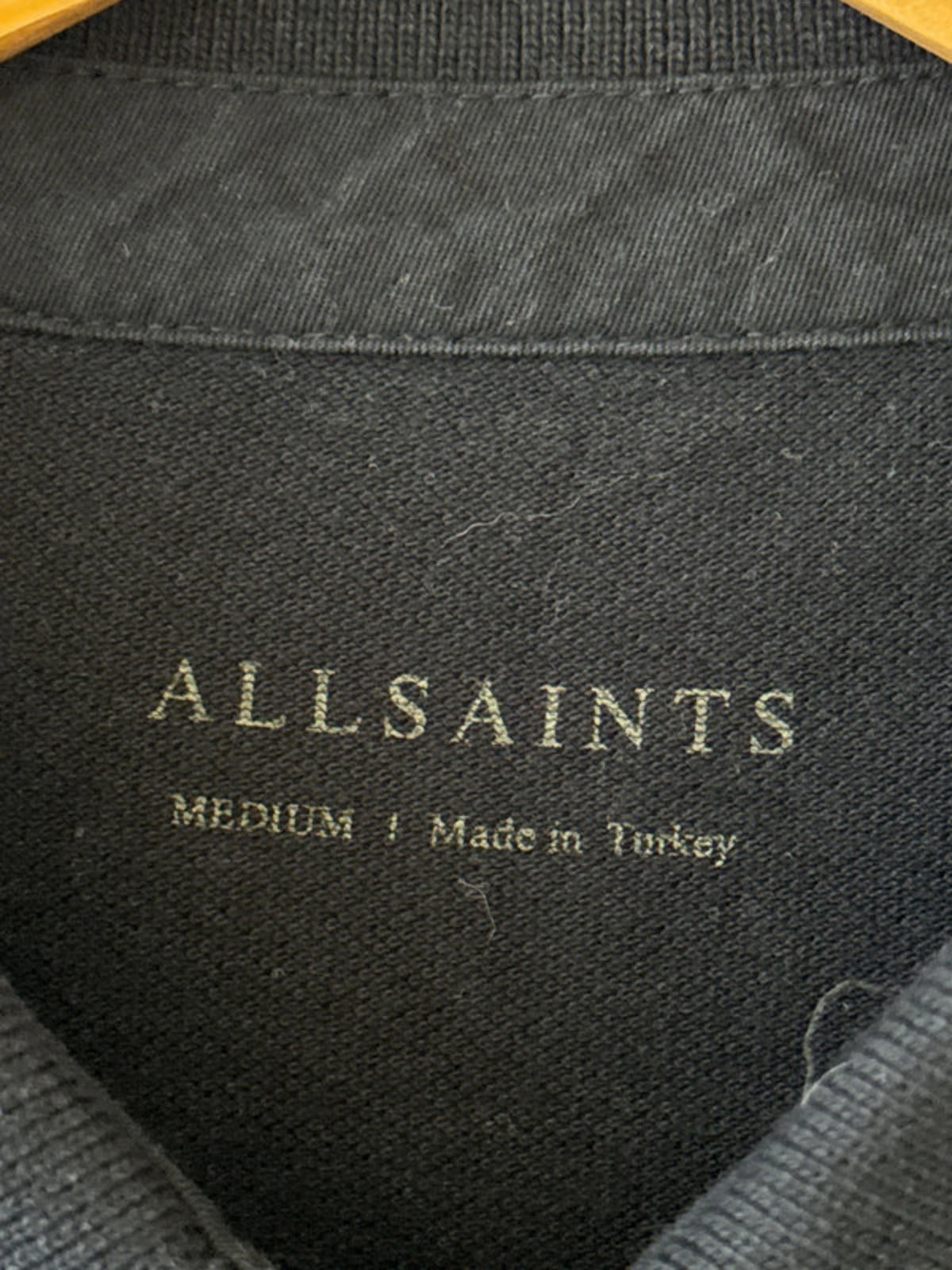Men’s Allsaints Long Sleeve Polo Top In Black - Medium - 0222