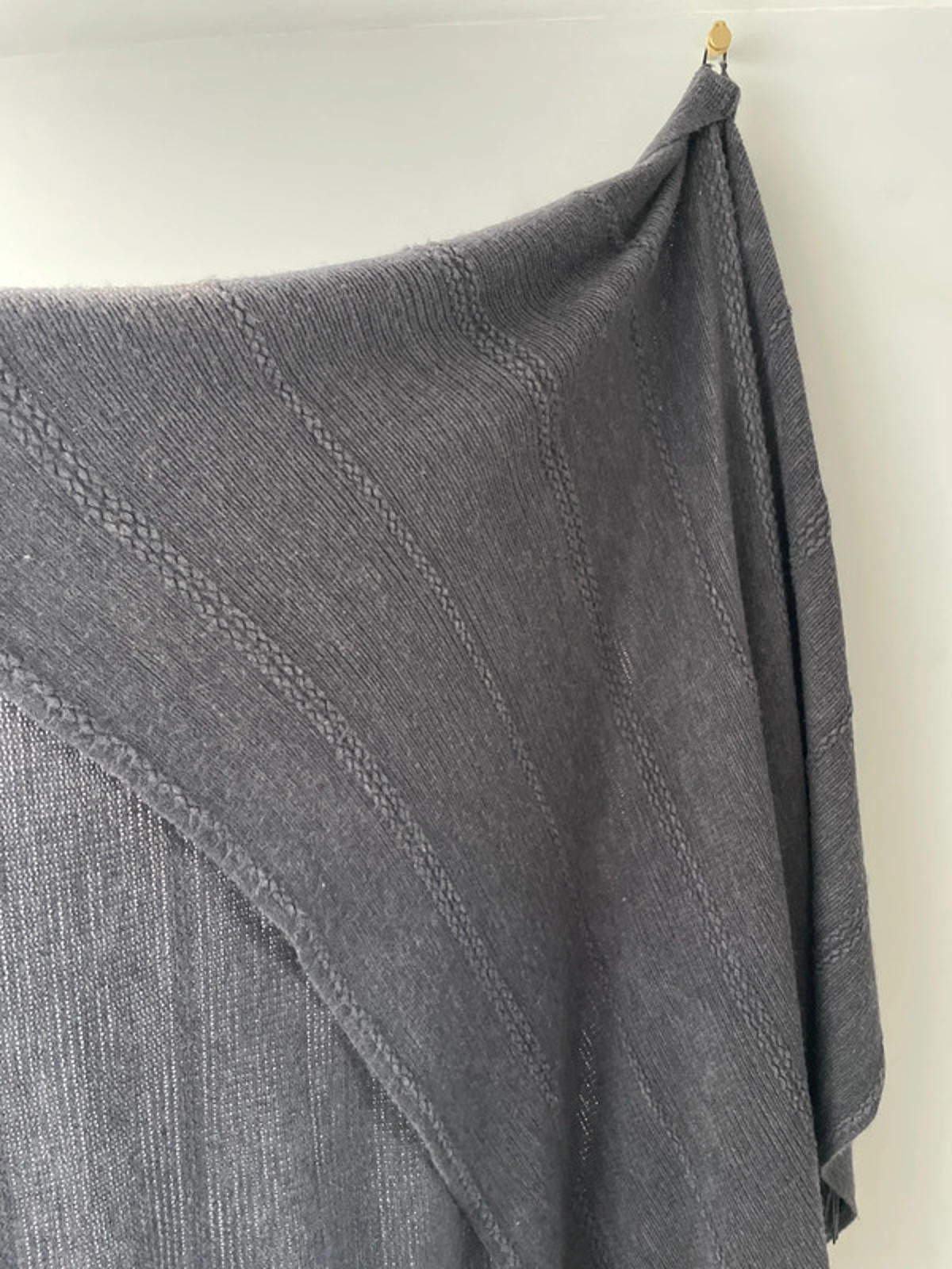Women’s Cozy Fringed Shawl/Shrug in Charcoal Grey - 2571