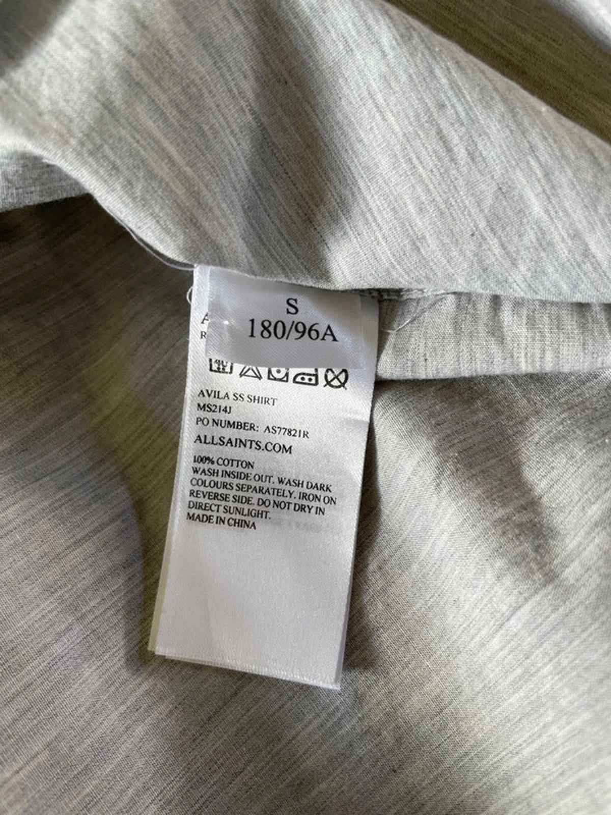 Men’s Allsaints Grey Marl Short Sleeve Shirt - Small - 1487