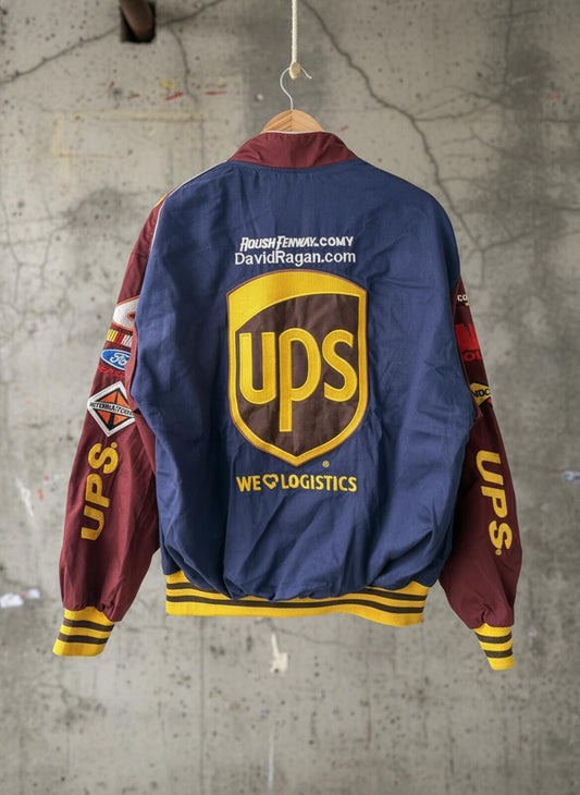 Mens Vintage UPS Nascar Racing Jacket With Multiple Brand Logos - XLarge - 3481