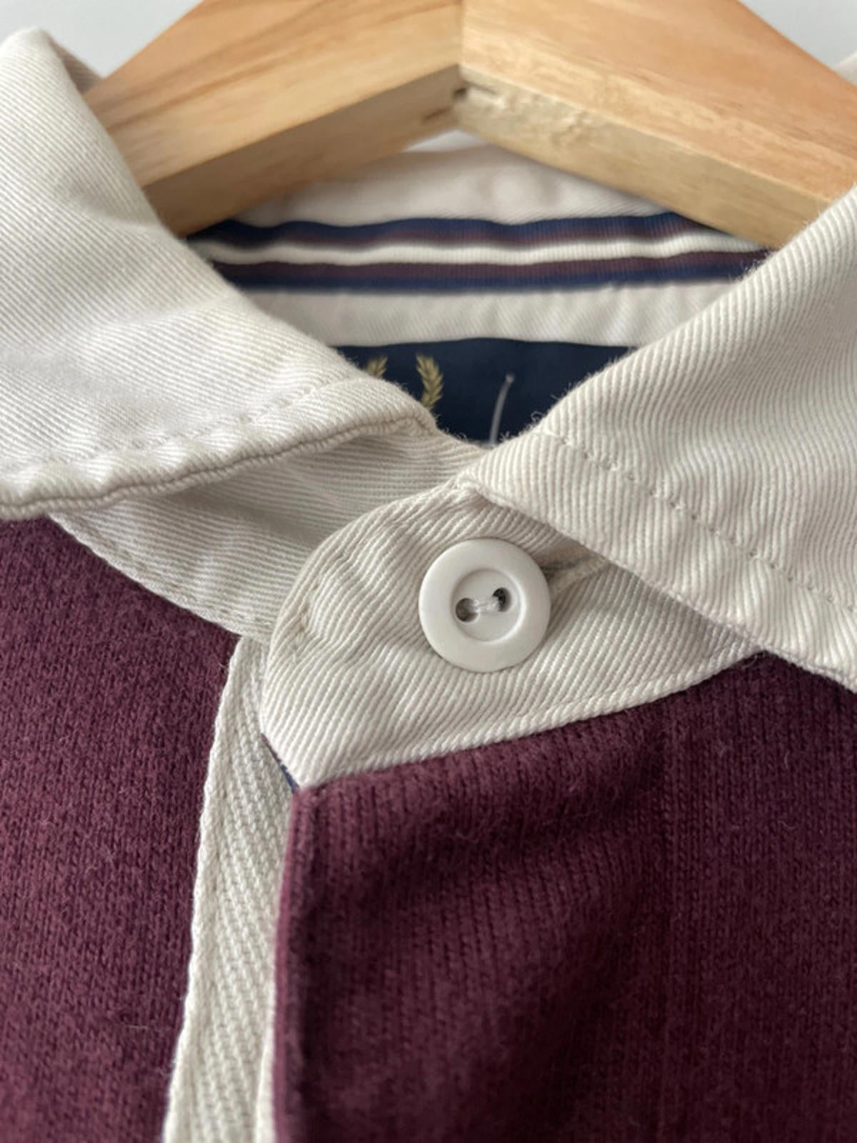 Men’s Fred Perry Long Sleeve Rugby Polo Top In Burgundy - Small - 2015