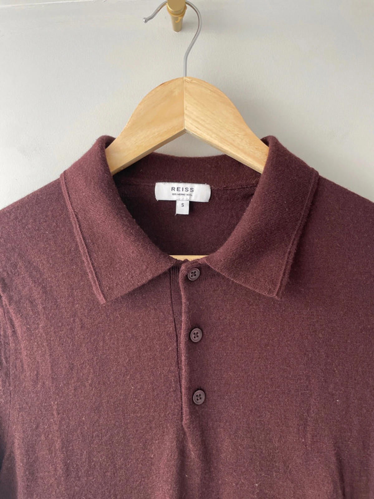 Men’s Reiss 100% Merino Wool Premium Long Sleeve Polo Top - Small - 1579