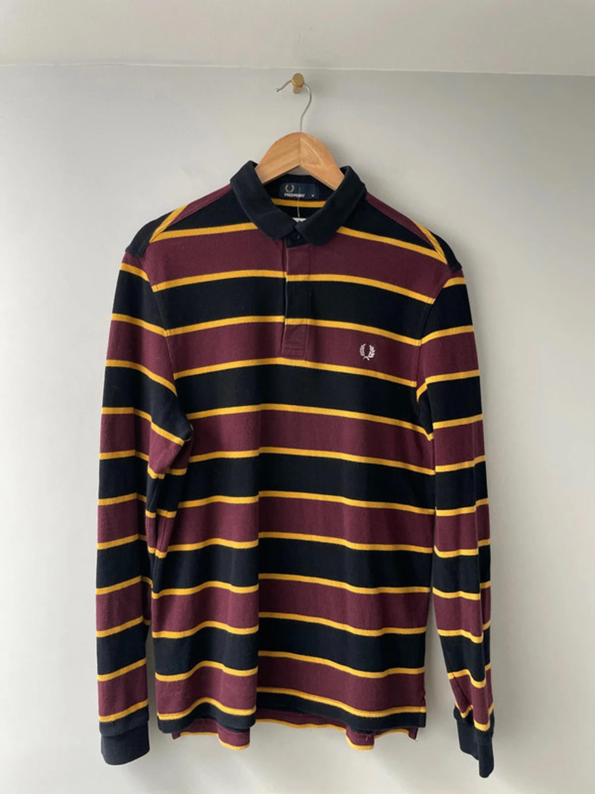 Men’s Fred Perry Long Sleeve Rugby Polo Top - Medium - 1991