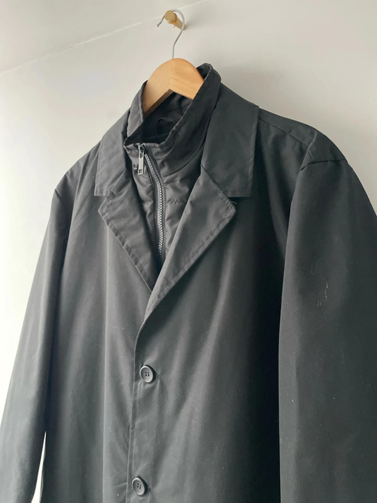 Men’s Brave Soul Trench Jacket Coat In Black - Medium - 2392